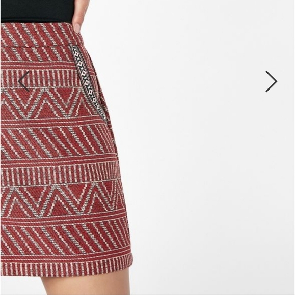 JustFab Jacquard Tapestry Woven A-Line Mini Skirt XS Red White - Picture 6 of 17